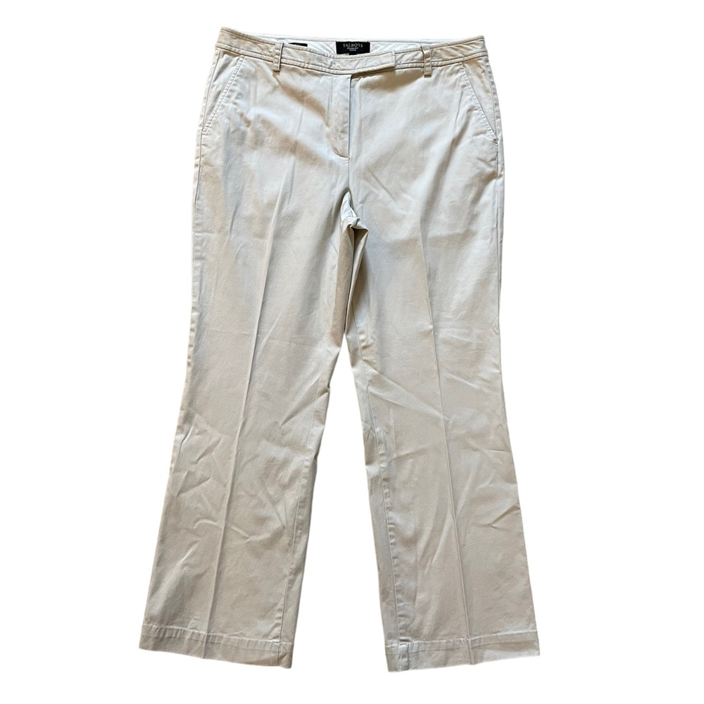 Talbots Heritage Trouser Pants Size 14 Petite Cream Ivory High Rise Straight Leg